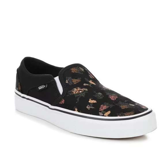 NWOT Vans Asher Floral Skate Shoes - Black/Garden - Missy Size 13 - Picture 1 of 17